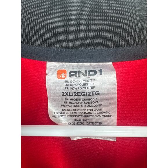 AND1 Red Full-Zip Track Jacket Mens XXL Streetwear Sports Warm-Up - Picture 3 of 7